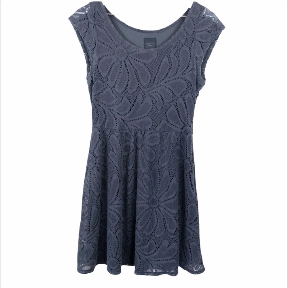 Anthropologie Deletta Gray Floral Lace Dress